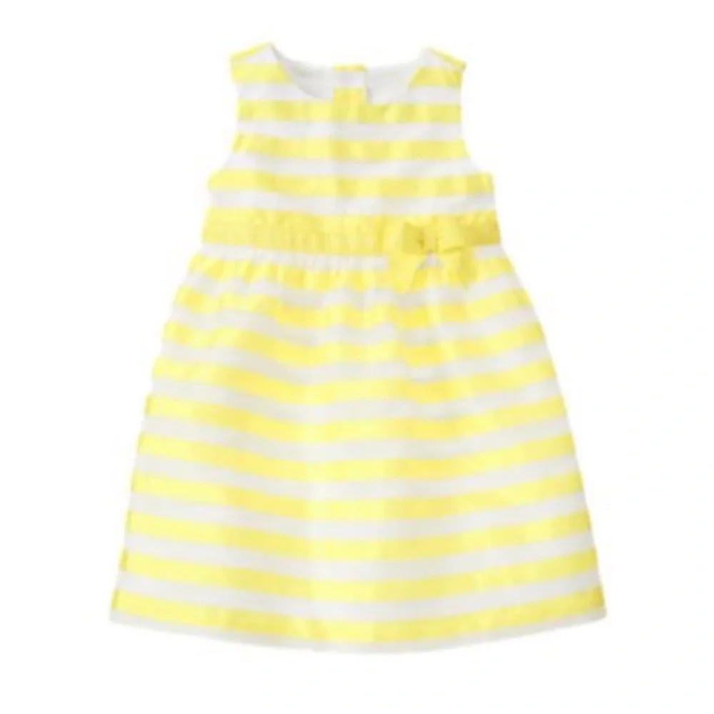 Dressed Up by Gymboree Yellow & White Striped Formal/Easter Dress 3T